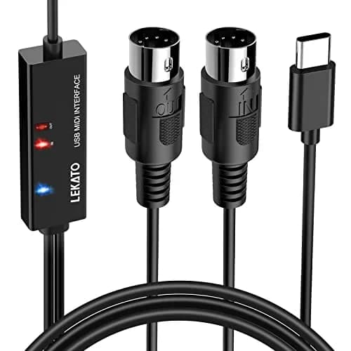 LEKATO USB Type-C MIDI Cable 2m (6.5ft) | Plug & Play MIDI Interface for Mac/Windows thumbnail 1