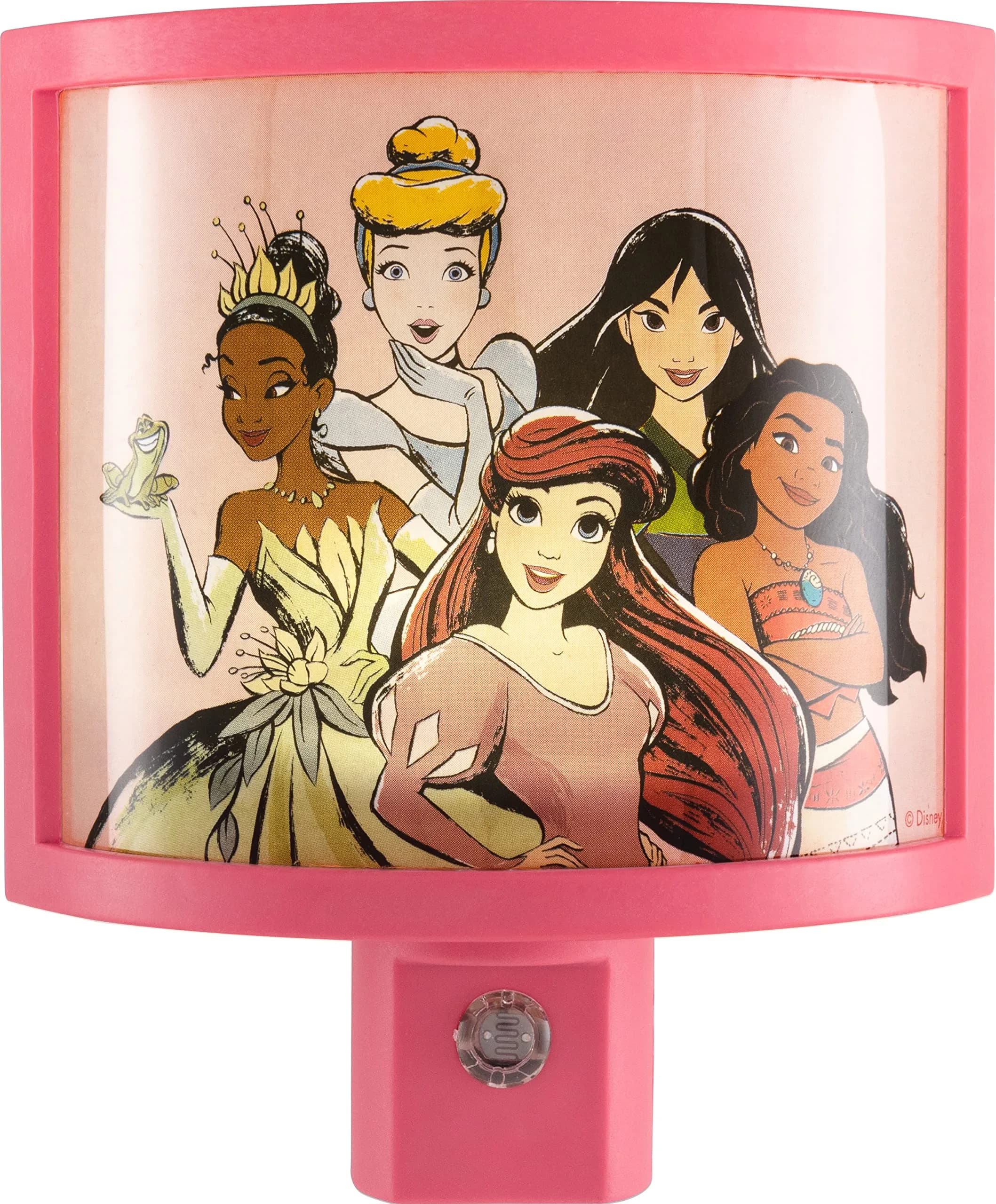 Disney Frozen 45670 LED Night Light, Anna & Elsa, Plug-in | Light-Sensing, Energy-Efficient — Pink Princesses