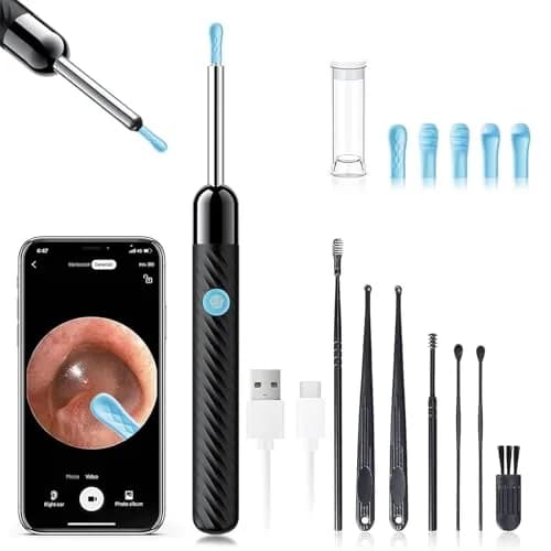 LEIPUT Ear Wax Removal Tool with 1080P HD Camera & 8 Pcs Ear Set - Black | FSA HSA Eligible thumbnail 1