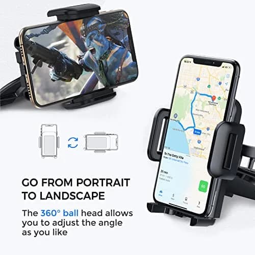 VSSMSSA Cell Phone Holder for Car CD Slot | 360° Swivel, One Button Release, Compatible with iPhone 17-12 & Galaxy S25-S10 (2.76 in) thumbnail 6