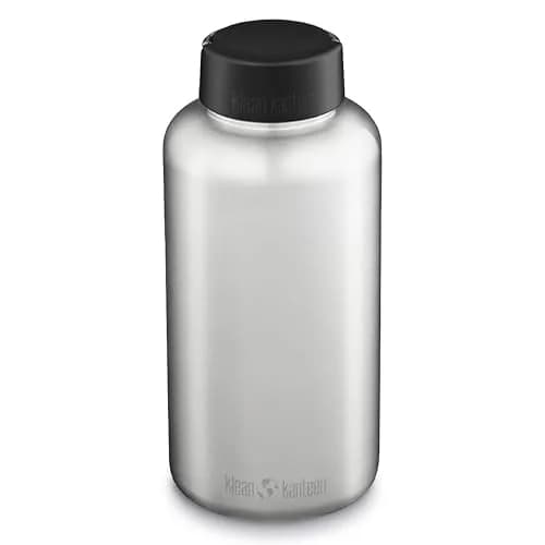 Klean Kanteen Wide Water Bottle with Loop Cap - Stainless Steel Water Bottle for Daily Hydration & Outdoor Use - Non-Insulated - BPA Free, Dishwasher Safe - Brushed Stainless, 64 oz thumbnail 1