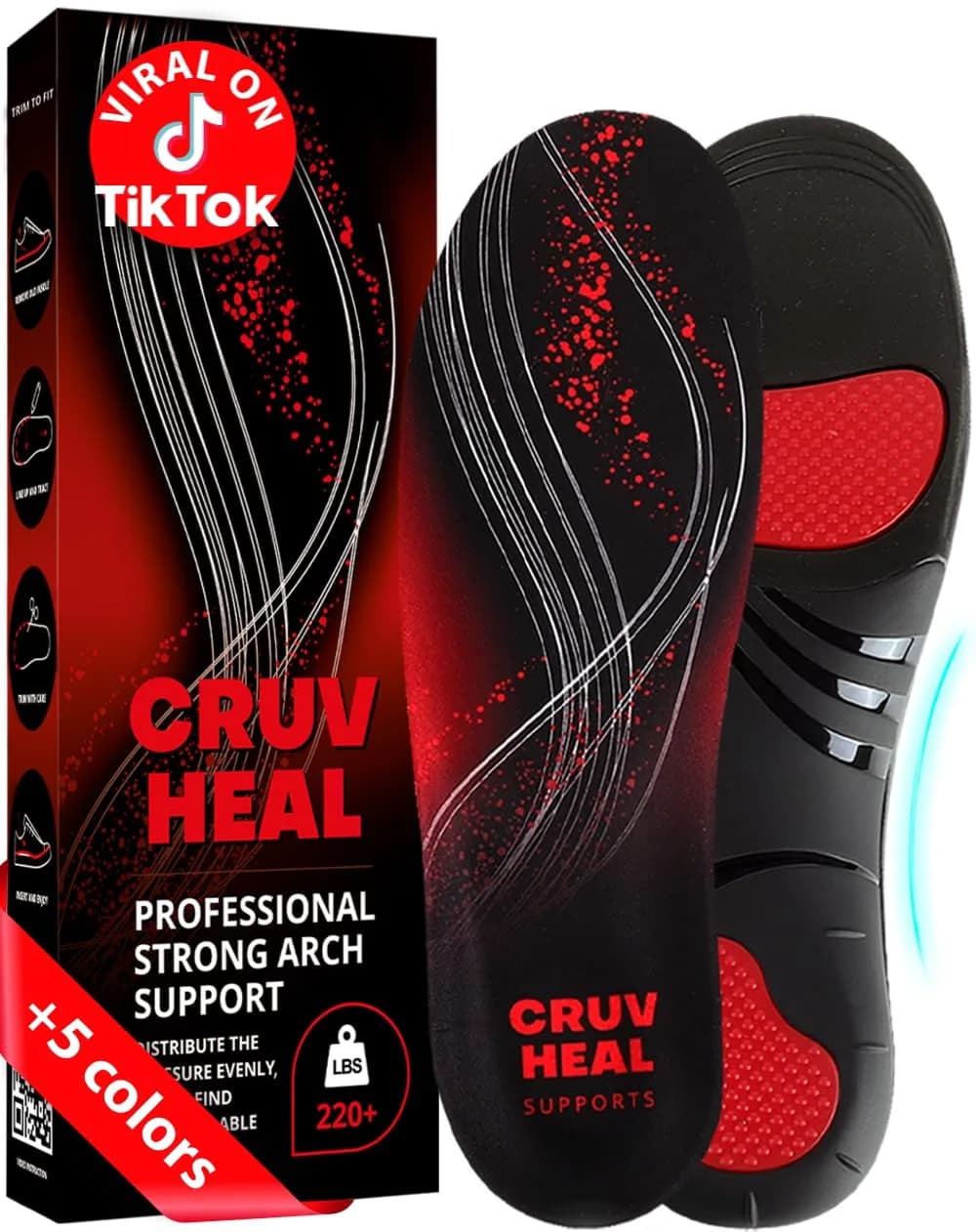 CRUVHEAL High Arch Support Insoles XL | Heavy Duty Plantar Fasciitis Relief for Men & Women