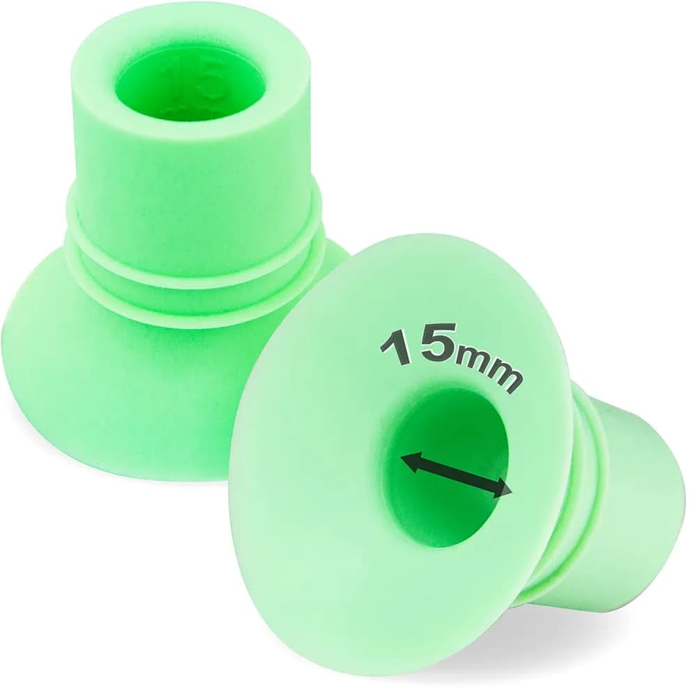 NENESUPPLY 17mm Flange Insert for Breast Pumps | Compatible with Elvie, Medela, Spectra, Willow (17mm, Silicone, 2 pcs) — 15mm 1st Generation
