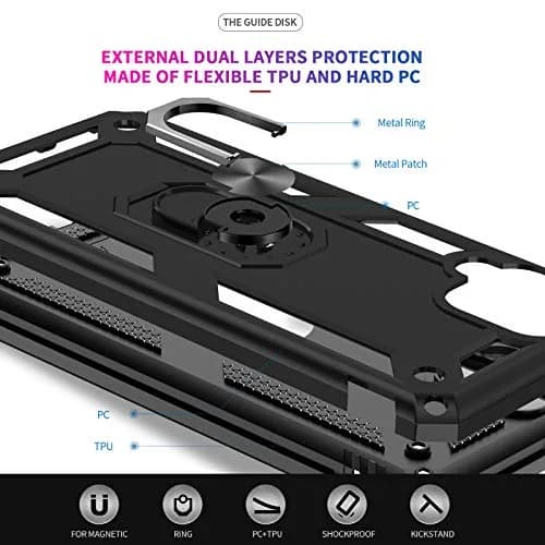 LeYi Galaxy A12 Phone Case Heavy Duty Shockproof Stand Black | Military Grade Drop & Screen Protection thumbnail 5