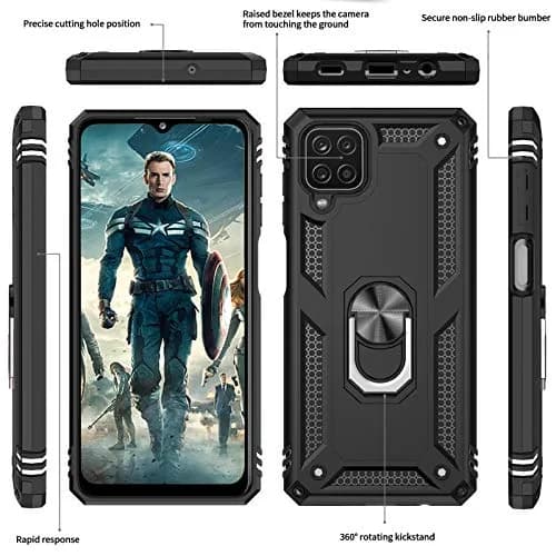 LeYi Galaxy A12 Phone Case Heavy Duty Shockproof Stand Black | Military Grade Drop & Screen Protection thumbnail 3