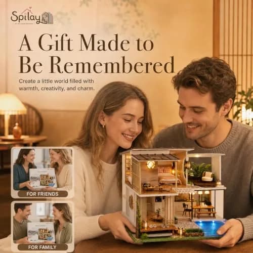 Spilay Miniature Dollhouse Kit for Adults | DIY Craft, Home Decor & Gift (11.41*9.25*9.45 IN) thumbnail 6