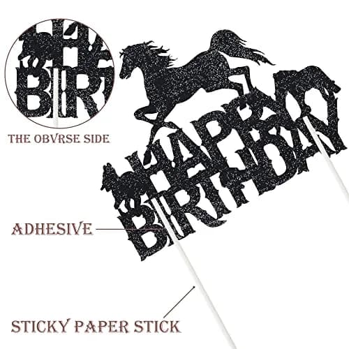 umoni Horse Happy Birthday Cake Topper Horse Racing Party Glitter Cake Decoration 7.8in x 6.1in | Horse Theme Celebration thumbnail 3