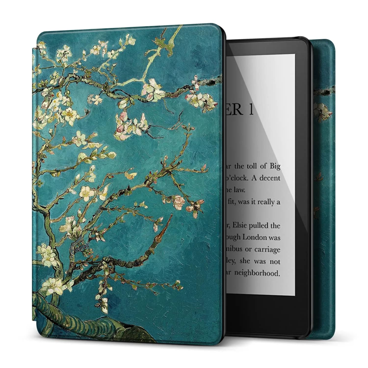 TNP Kindle Paperwhite 11th Gen Case 6.8-Inch PU Leather Composition Book | Auto Sleep Wake Folio — Almond Blossom