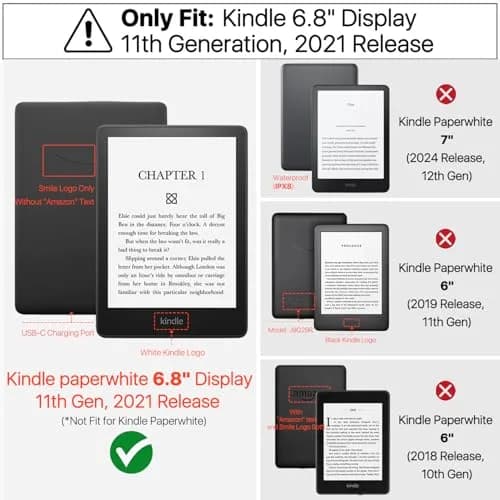 TNP Kindle Paperwhite 11th Gen Case, 6.8-Inch PU Leather, Turquoise Blue | Auto Sleep Wake thumbnail 2