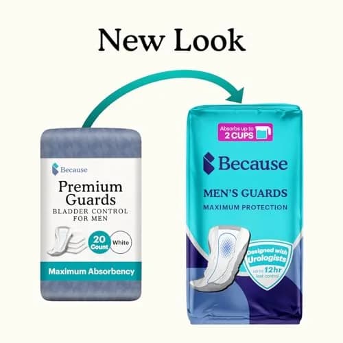 Because Premium Guards for Men - 20 Count Pack | 2 Cups Absorbency, Discreet, Odor Control thumbnail 2