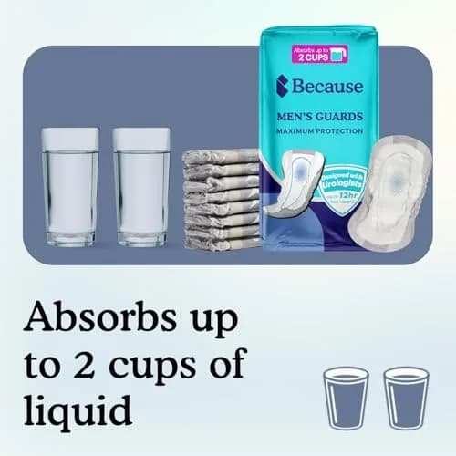 Because Premium Guards for Men - 20 Count Pack | 2 Cups Absorbency, Discreet, Odor Control thumbnail 4