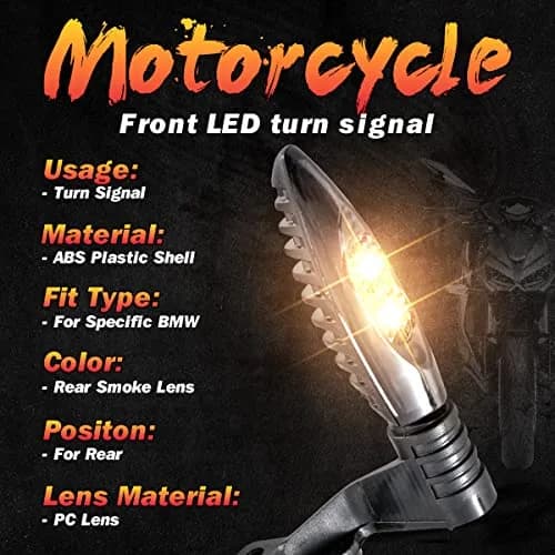 TUINCYN Motorcycle Turn Signal Light Rear LED Blinkers Indicators Compatible With BMW F650GS F700GS F800G F800R F800S F800ST HP2 Sport K1200R K1300R R1200GS R1200R G310GS G310R Amber (2 Pack) | Waterproof, Bright, Easy Install thumbnail 6
