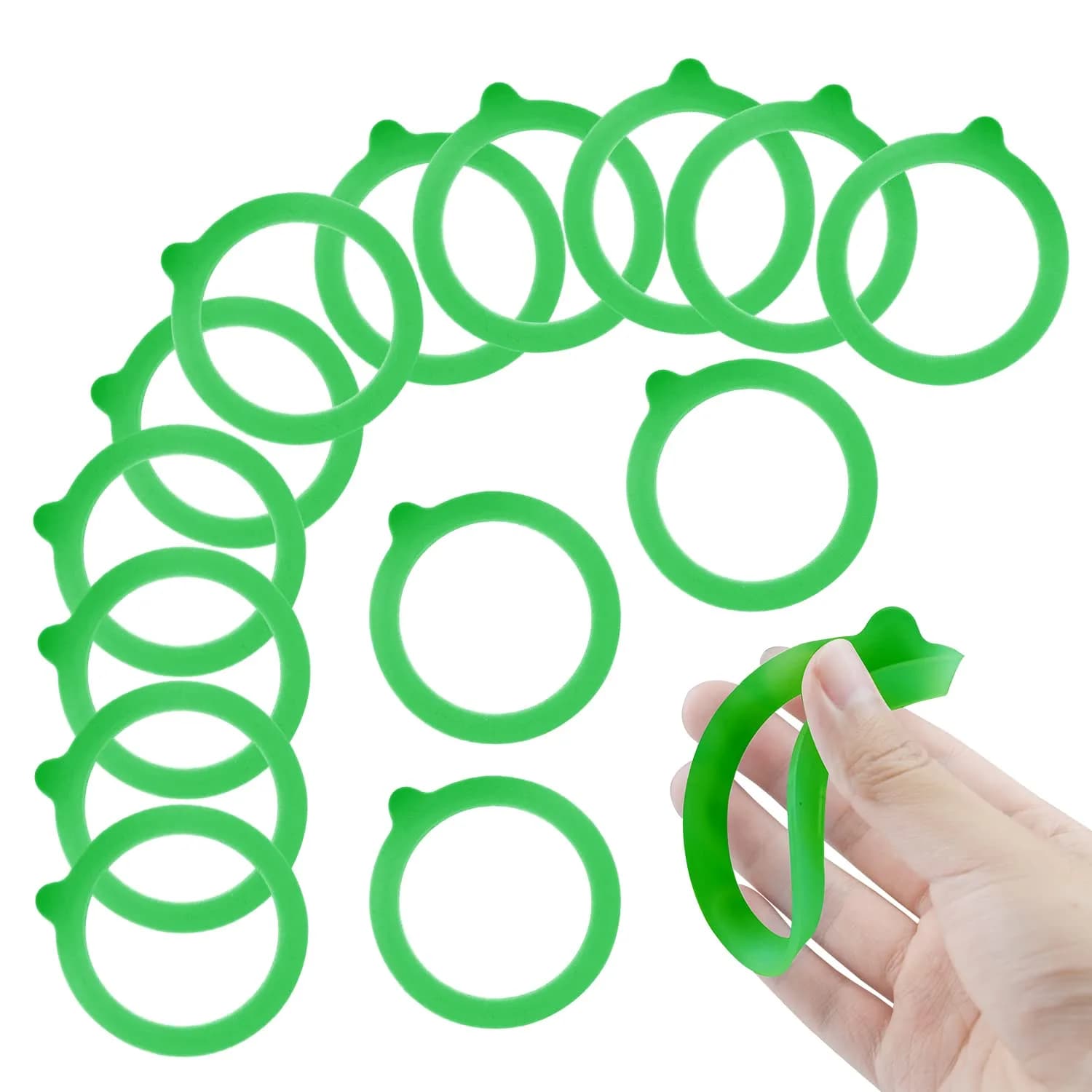 FCENDS White Silicone Jar Sealing Rings for Wide Mouth Mason Jars | Airtight & Leakproof Replacement Gaskets (12-Pack) — Green