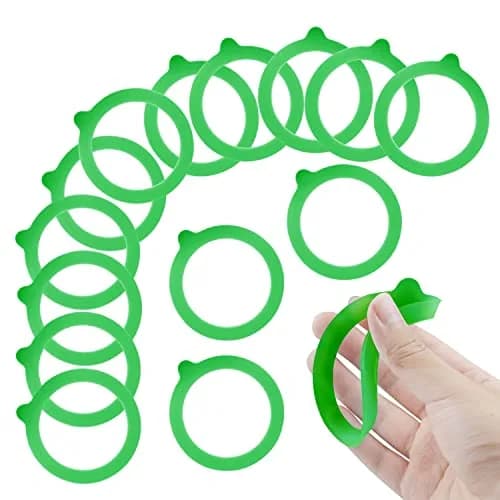 FCENDS Rubber Seals for Glass Jars 12 pcs | Airtight Silicone Gaskets for Mason Jars, Leakproof, Reusable, Fits Most Sizes (Green) thumbnail 1