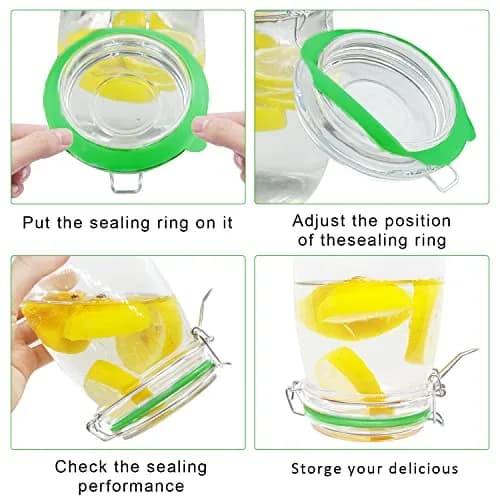 FCENDS Rubber Seals for Glass Jars 12 pcs | Airtight Silicone Gaskets for Mason Jars, Leakproof, Reusable, Fits Most Sizes (Green) thumbnail 4