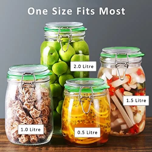 FCENDS Rubber Seals for Glass Jars 12 pcs | Airtight Silicone Gaskets for Mason Jars, Leakproof, Reusable, Fits Most Sizes (Green) thumbnail 3