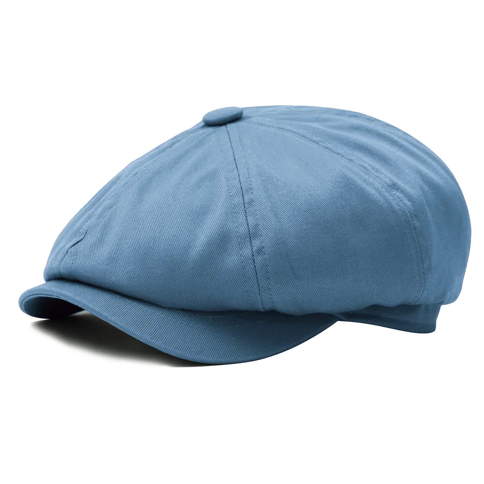 BOTVELA Men's 100% Cotton Newsboy Flat Cap | Light Blue, 7 3/8 (58.5 cm) - main product image