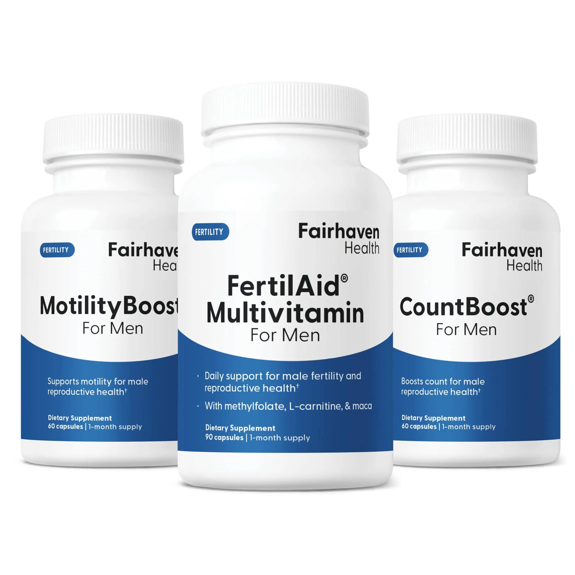 Fairhaven Health FertilAid Multivitamin, MotilityBoost & CountBoost Combo | Supports Male Fertility & Reproductive Health - main product image