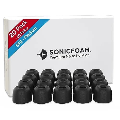 SONICFOAM SF2 Memory Foam Earbud Tips Medium | Fits Earbuds 4.4-5.7mm, Lasts 4 Weeks thumbnail 1