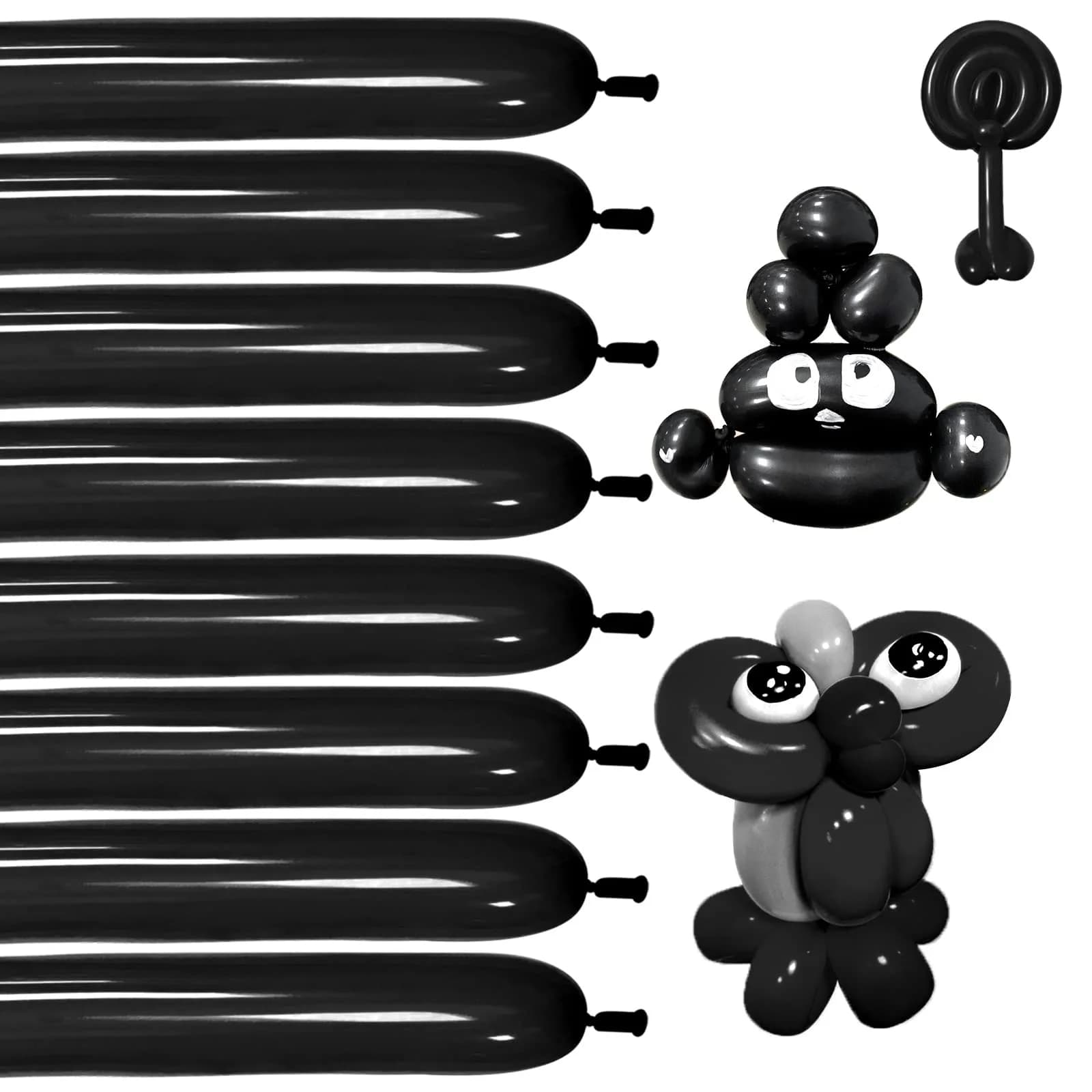 KUULBELA Black 100pcs Long Twisting Balloons | Thick Latex for Animal Models & Party Styling
