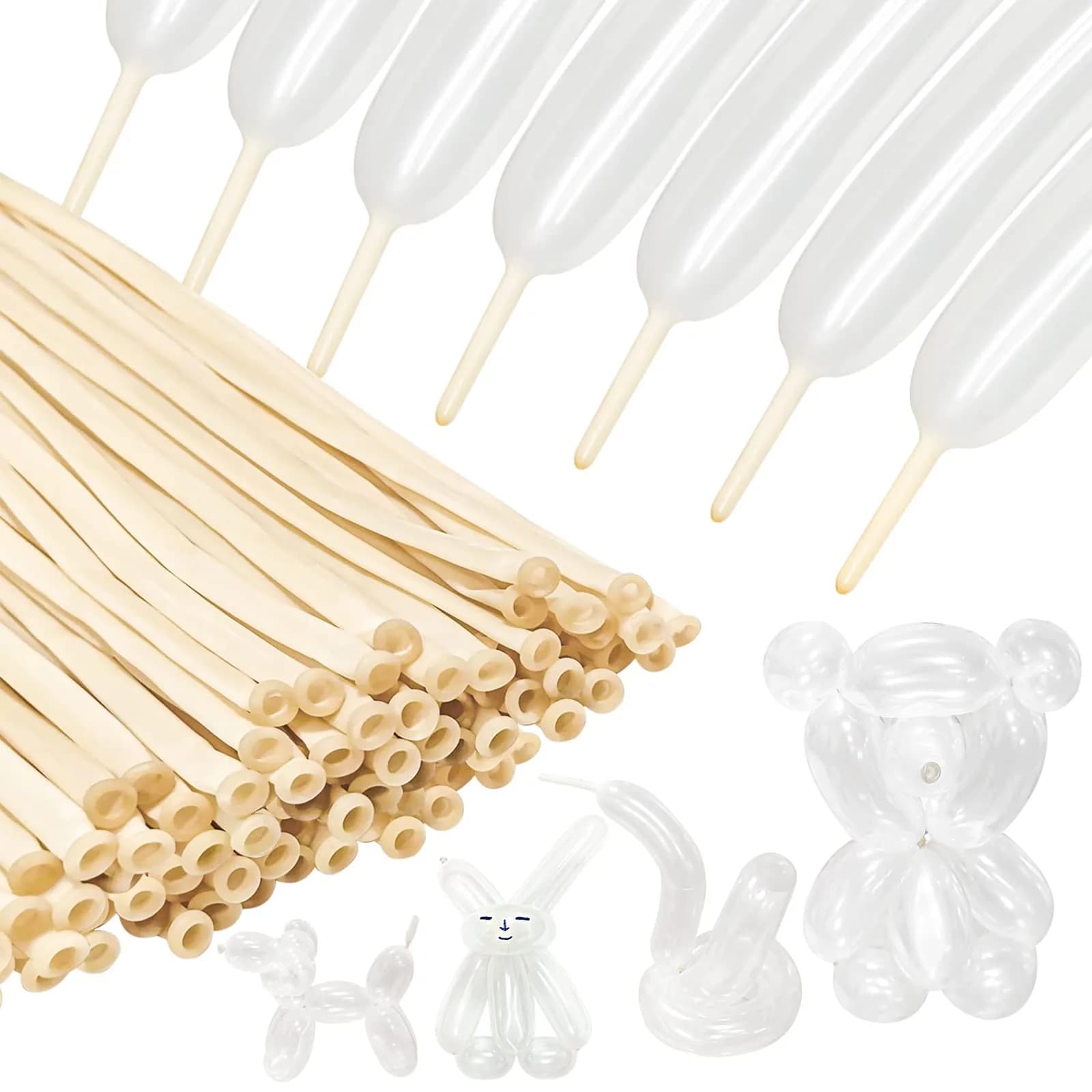 KUULBELA Clear 260 Long Latex Balloons | 100 Count, Assorted Colors - main product image