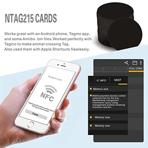 sanpopo NFC Tags Ntag215 50 pcs Waterproof Black | Programmable NFC Business Cards for iPhone & Android thumbnail 5
