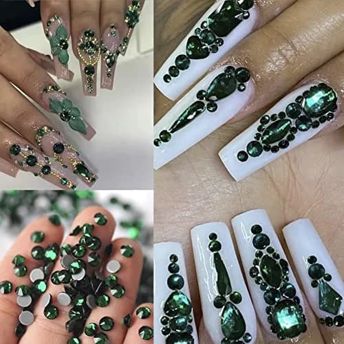 La Jolie Jasmin 735 Pieces Green Rhinestones for Nails | High-Quality Nail Art Crystals (735 pcs, Glass, AB Finish) thumbnail 4