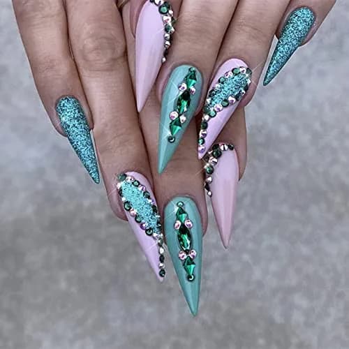 La Jolie Jasmin 735 Pieces Green Rhinestones for Nails | High-Quality Nail Art Crystals (735 pcs, Glass, AB Finish) thumbnail 2
