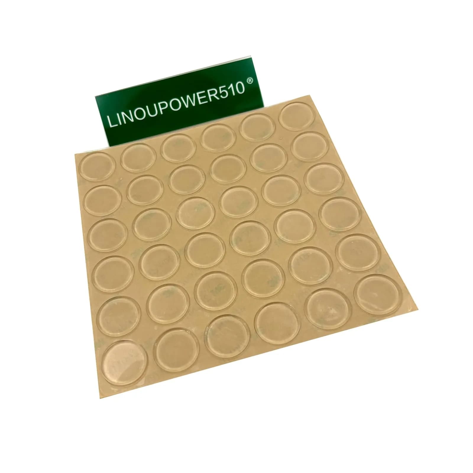 LINOUPOWER510 Clear Furniture Floor Protector Pads | 15mm x 2mm Round Adhesive Bumpers (36 Pieces)