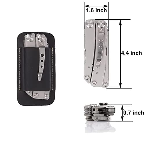 topstache Leather Sheath for Men | Handmade Multitool Holster, Horizontal Carry, Size M, Black thumbnail 6
