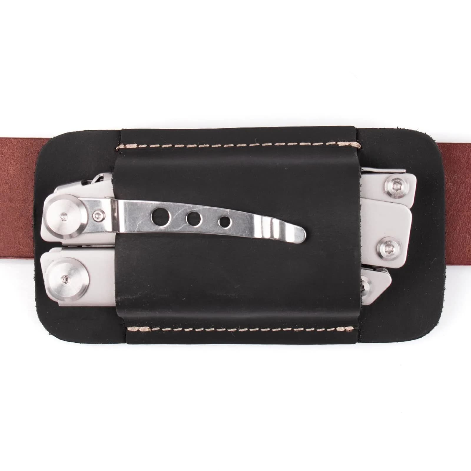 Topstache Handmade Leather Knife Sheath for Belt, Horizontal Carry EDC Pocket Organizer for Men, Size S, Black | Fits 2" Belts — Black 01 / Medium