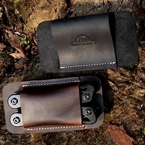 topstache Leather Sheath for Men | Handmade Multitool Holster, Horizontal Carry, Size M, Black thumbnail 2