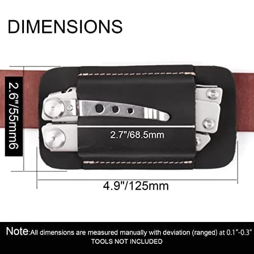 topstache Leather Sheath for Men | Handmade Multitool Holster, Horizontal Carry, Size M, Black thumbnail 3