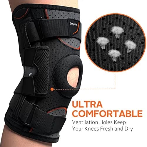 Omples Hinged Knee Brace Black Large | Orthopedic Brace with Side Stabilizers thumbnail 5