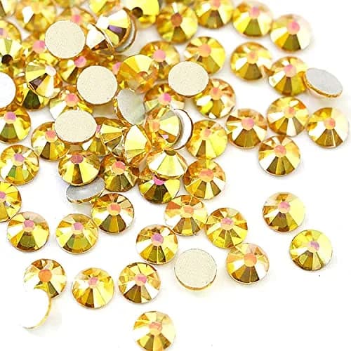 Dowarm 1440 Pieces SS10 Flatback Crystal Rhinestones for Nail Art & Crafts | Sparkling Glass, 2.8MM, Gold thumbnail 1