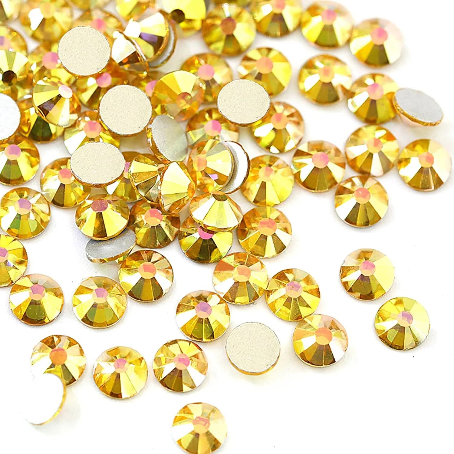 Dowarm Craft Bead Flatback Rhinestones 1.5MM | Sparkling Crystal for Nails & Crafts — Metal Sunlight/Gold / SS20 / 4.8MM