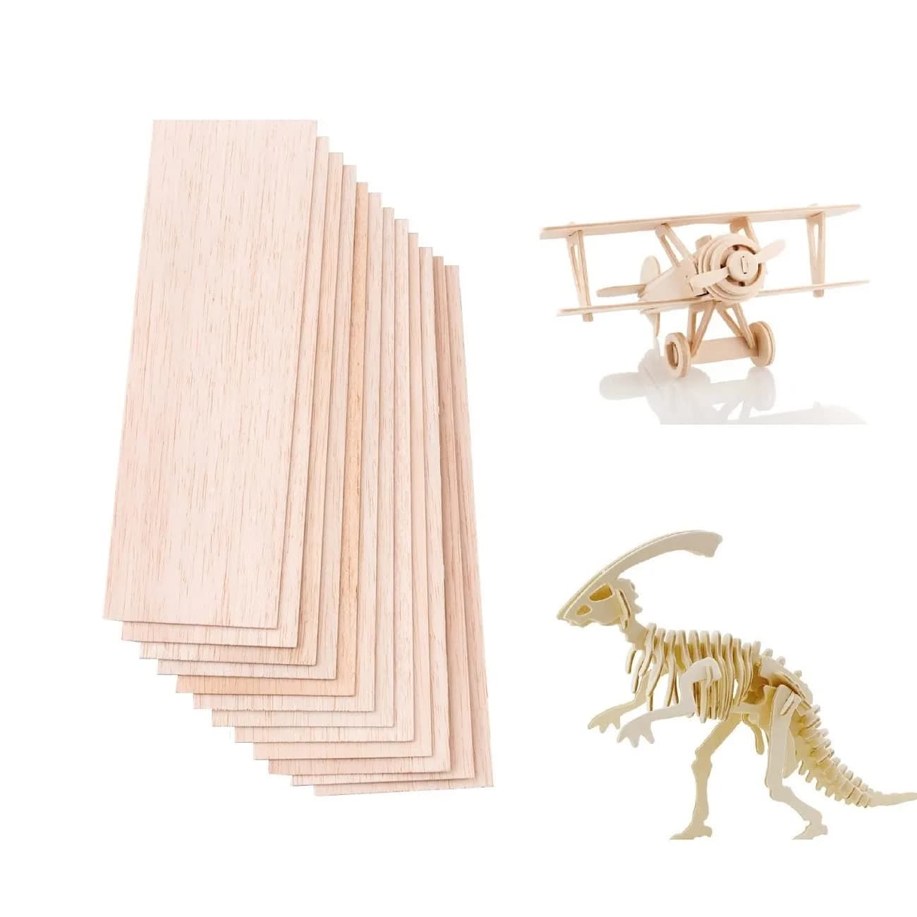 iUoczi 12 Pack Balsa Wood Sheets 150x100x1.5mm | Unfinished Natural Craft Wood for Models & DIY - main product image