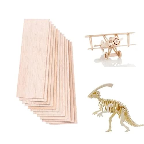 iUoczi 12 Pack Balsa Wood Sheets 150x100x1.5mm | Unfinished Natural Craft Wood for Models & DIY thumbnail 1