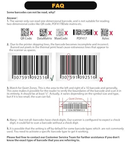 NADAMOO Wireless Barcode Scanner 328ft Transmission Distance | 1D Laser Automatic Barcode Reader with USB Receiver thumbnail 9