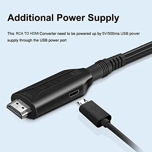 HDSUNWSTD Composite AV to HDMI Cable Adapter 1080P | Converts RCA to HDMI for TV/PC/PS3 thumbnail 4