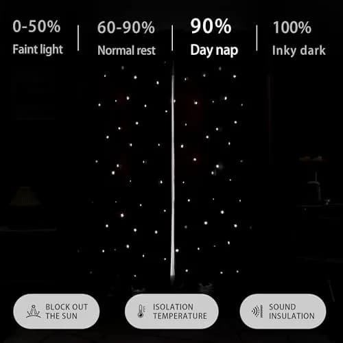 XiDi Pink and Grey Rainbow Curtains for Girls and Kids Bedroom 34"W x 72"L | Dreamy Starry Sky Effect thumbnail 4