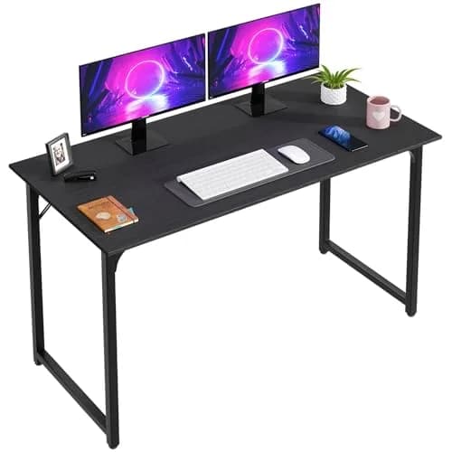 PayLessHere 47 Inch Computer Desk Black | Modern Steel Frame & Water-Resistant Surface thumbnail 1