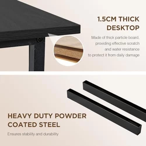 PayLessHere 47 Inch Computer Desk Black | Modern Steel Frame & Water-Resistant Surface thumbnail 6