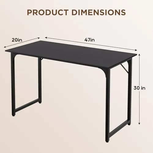 PayLessHere 47 Inch Computer Desk Black | Modern Steel Frame & Water-Resistant Surface thumbnail 7