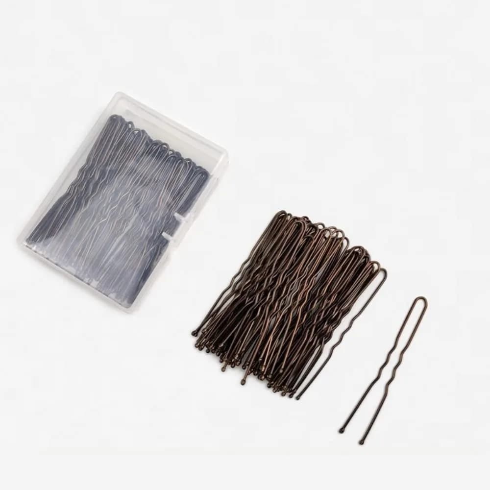 TAPBULL U Shaped Hair Pins 120 Count (6.8 cm / 2.68 in) | Secure Hold for Bridal & Wedding Styles — Brown