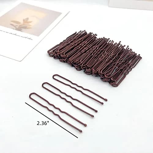 TAPBULL U Shaped Hair Pins for Bun, Wedding Bridal Brown (120 Count, Brown) | Classic Metal Hairpins for Updos thumbnail 4