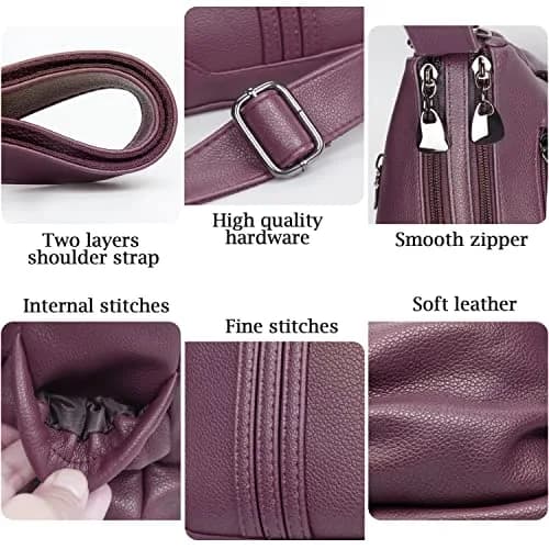 VOLGANIK ROCK Women Soft PU Leather Shoulder Handbag Multi Pocket Crossbody Bag Medium Roomy thumbnail 6