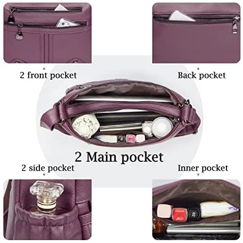 VOLGANIK ROCK Women Soft PU Leather Shoulder Handbag Multi Pocket Crossbody Bag Medium Roomy thumbnail 7