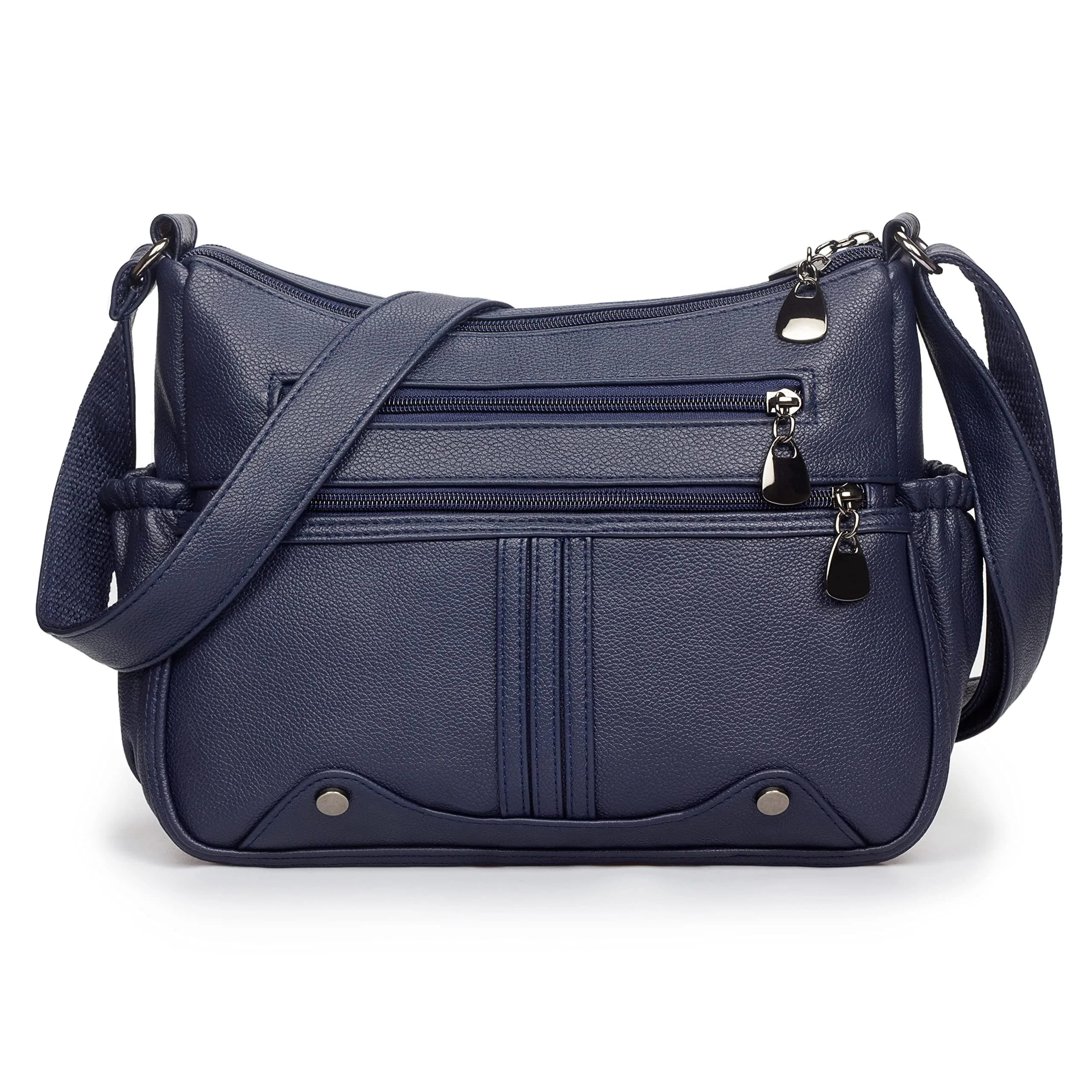 VOLGANIK ROCK Women Soft PU Leather Shoulder Handbag Multi Pocket Crossbody Bag Medium Roomy — Blue