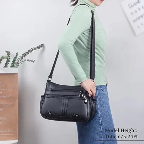 VOLGANIK ROCK Women PU Leather Shoulder Handbag Multi Pocket Crossbody Bag Medium Roomy thumbnail 2